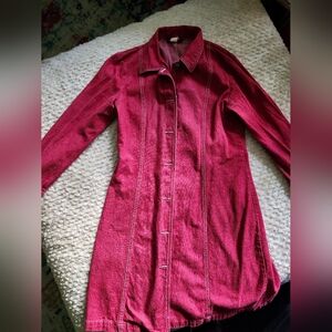 Retro Red Karl Kani long light weight Jean Jacket.